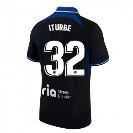 Kandiny Herren Alejandro Iturbe #32 Schwarz Weiß Blau Auswärtstrikot Trikot 2022/23 T-Shirt