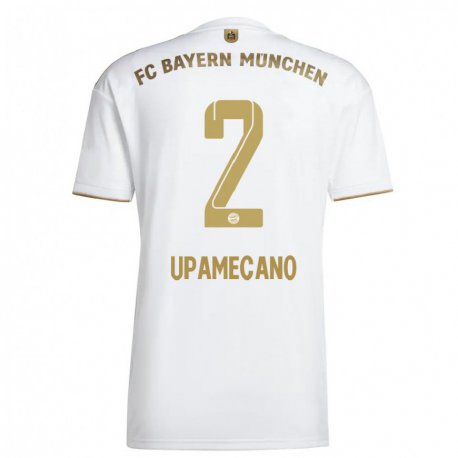 Kandiny Herren Dayot Upamecano #2 Weißes Gold Auswärtstrikot Trikot 2022/23 T-Shirt