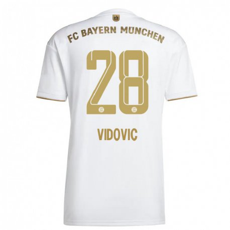 Kandiny Herren Gabriel Vidovic #28 Weißes Gold Auswärtstrikot Trikot 2022/23 T-Shirt