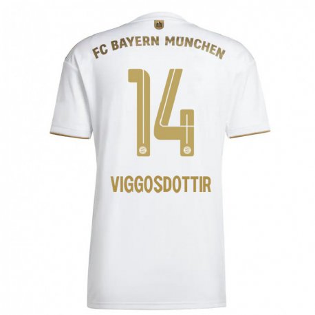 Kandiny Herren Glodis Perla Viggosdottir #14 Weißes Gold Auswärtstrikot Trikot 2022/23 T-Shirt