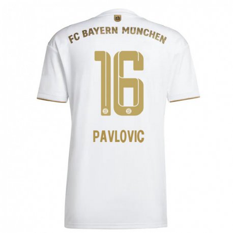 Kandiny Herren Aleksandar Pavlovic #16 Weißes Gold Auswärtstrikot Trikot 2022/23 T-Shirt