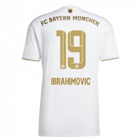 Kandiny Herren Arijon Ibrahimovic #19 Weißes Gold Auswärtstrikot Trikot 2022/23 T-Shirt