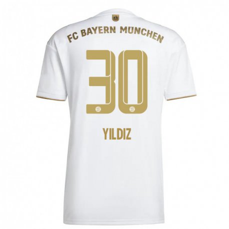 Kandiny Herren Kenan Yildiz #30 Weißes Gold Auswärtstrikot Trikot 2022/23 T-Shirt