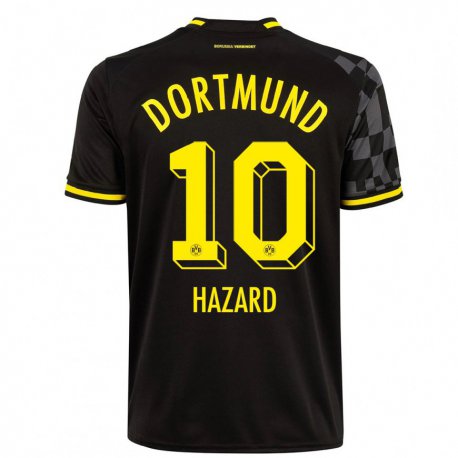 Kandiny Herren Thorgan Hazard #10 Schwarz Auswärtstrikot Trikot 2022/23 T-Shirt