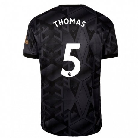 Kandiny Herren Thomas Partey #5 Schwarz Grau Auswärtstrikot Trikot 2022/23 T-shirt