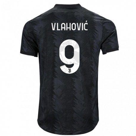Kandiny Herren Dusan Vlahovic #9 Dunkles Schwarz Auswärtstrikot Trikot 2022/23 T-Shirt