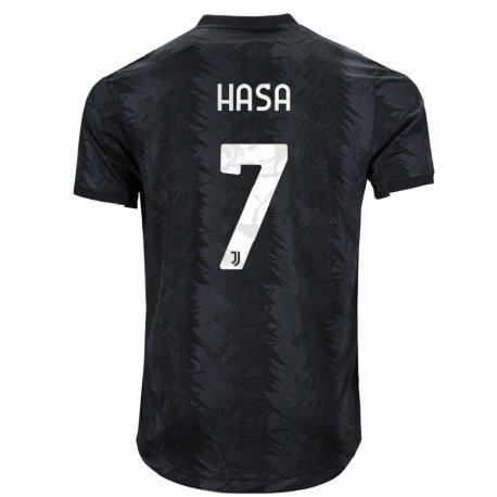 Kandiny Herren Luis Hasa #7 Dunkles Schwarz Auswärtstrikot Trikot 2022/23 T-shirt