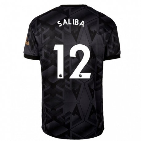 Kandiny Herren William Saliba #12 Schwarz Grau Auswärtstrikot Trikot 2022/23 T-shirt
