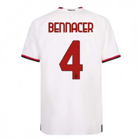 Kandiny Herren Ismael Bennacer #4 Weiß Rot Auswärtstrikot Trikot 2022/23 T-Shirt