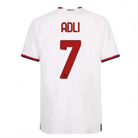 Kandiny Herren Yacine Adli #7 Weiß Rot Auswärtstrikot Trikot 2022/23 T-Shirt
