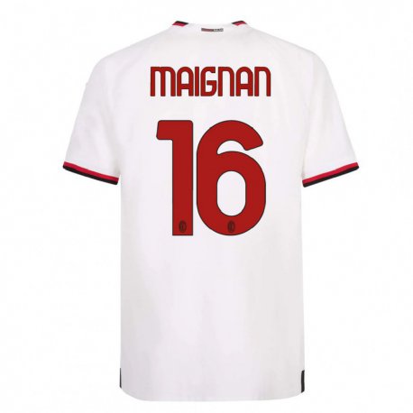 Kandiny Herren Mike Maignan #16 Weiß Rot Auswärtstrikot Trikot 2022/23 T-Shirt