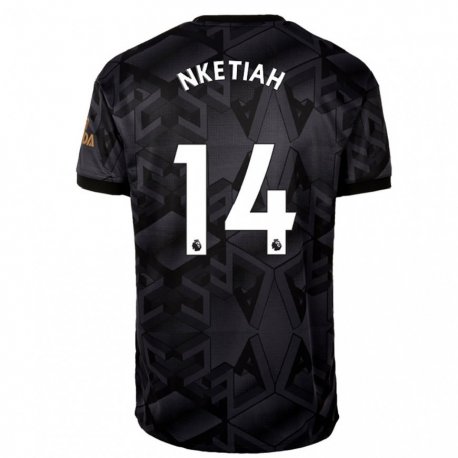 Kandiny Herren Eddie Nketiah #14 Schwarz Grau Auswärtstrikot Trikot 2022/23 T-shirt