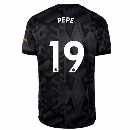 Kandiny Herren Nicolas Pepe #19 Schwarz Grau Auswärtstrikot Trikot 2022/23 T-shirt