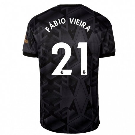 Kandiny Herren Fabio Vieira #21 Schwarz Grau Auswärtstrikot Trikot 2022/23 T-shirt