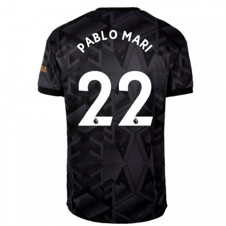 Kandiny Herren Pablo Mari #22 Schwarz Grau Auswärtstrikot Trikot 2022/23 T-shirt