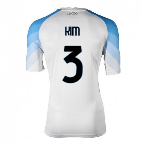 Kandiny Herren Min-jae Kim #3 Weiß Himmelblau Auswärtstrikot Trikot 2022/23 T-Shirt