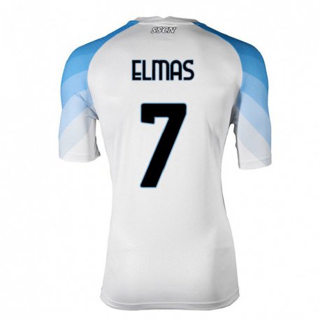 Kandiny Herren Eljif Elmas #7 Weiß Himmelblau Auswärtstrikot Trikot 2022/23 T-Shirt