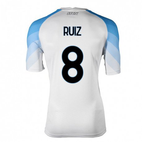 Kandiny Herren Fabian Ruiz #8 Weiß Himmelblau Auswärtstrikot Trikot 2022/23 T-Shirt