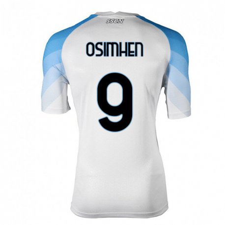 Kandiny Herren Victor Osimhen #9 Weiß Himmelblau Auswärtstrikot Trikot 2022/23 T-Shirt