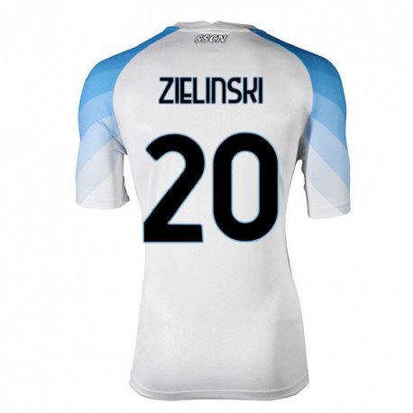 Kandiny Herren Piotr Zielinski #20 Weiß Himmelblau Auswärtstrikot Trikot 2022/23 T-Shirt