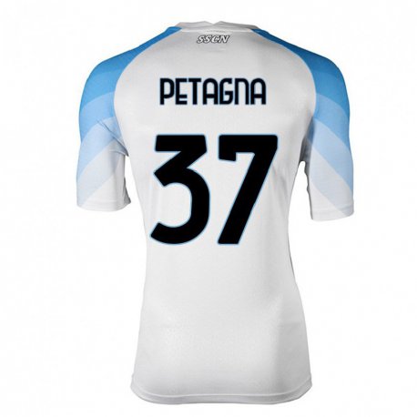 Kandiny Herren Andrea Petagna #37 Weiß Himmelblau Auswärtstrikot Trikot 2022/23 T-Shirt