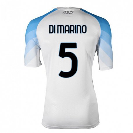 Kandiny Herren Paola Di Marino #5 Weiß Himmelblau Auswärtstrikot Trikot 2022/23 T-shirt