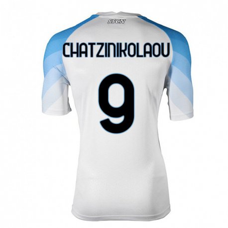 Kandiny Herren Despoina Chatzinikolaou #9 Weiß Himmelblau Auswärtstrikot Trikot 2022/23 T-Shirt