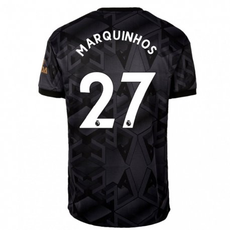 Kandiny Herren Marquinhos #27 Schwarz Grau Auswärtstrikot Trikot 2022/23 T-shirt
