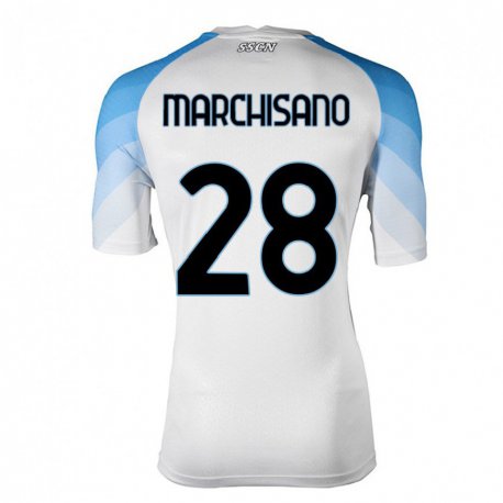 Kandiny Herren Matteo Marchisano #28 Weiß Himmelblau Auswärtstrikot Trikot 2022/23 T-Shirt