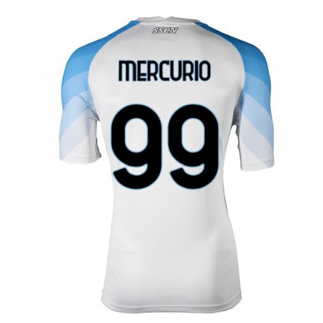 Kandiny Herren Giovanni Mercurio #99 Weiß Himmelblau Auswärtstrikot Trikot 2022/23 T-Shirt
