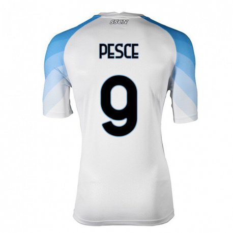 Kandiny Herren Antonio Pesce #9 Weiß Himmelblau Auswärtstrikot Trikot 2022/23 T-Shirt