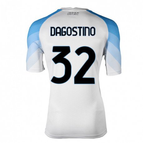 Kandiny Herren Giuseppe DAgostino #32 Weiß Himmelblau Auswärtstrikot Trikot 2022/23 T-Shirt