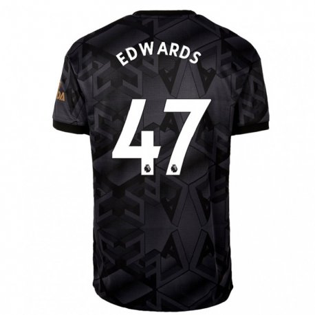 Kandiny Herren Khayon Edwards #47 Schwarz Grau Auswärtstrikot Trikot 2022/23 T-shirt