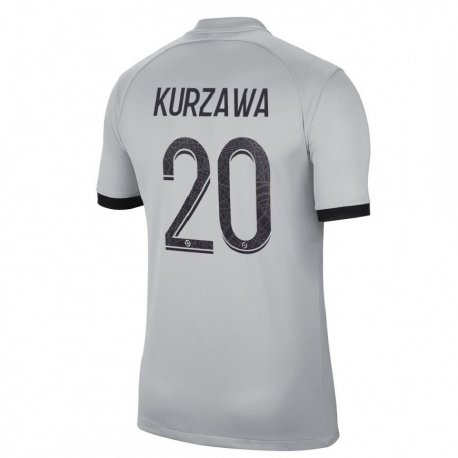 Kandiny Herren Layvin Kurzawa #20 Grau Auswärtstrikot Trikot 2022/23 T-Shirt
