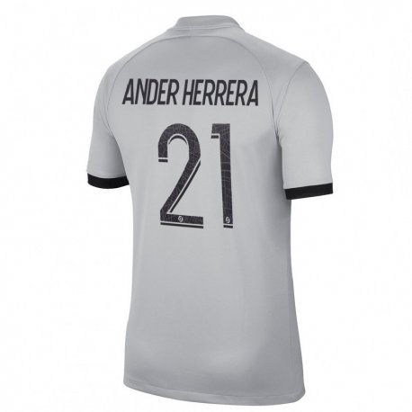 Kandiny Herren Ander Herrera #21 Grau Auswärtstrikot Trikot 2022/23 T-shirt