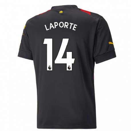 Kandiny Herren Aymeric Laporte #14 Schwarz Rot Auswärtstrikot Trikot 2022/23 T-shirt