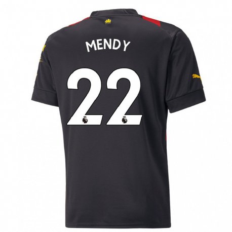 Kandiny Herren Benjamin Mendy #22 Schwarz Rot Auswärtstrikot Trikot 2022/23 T-shirt