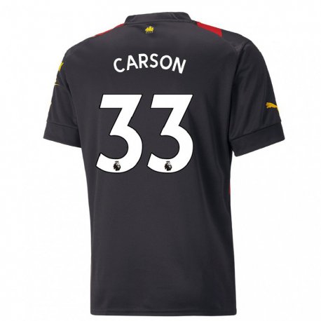 Kandiny Herren Scott Carson #33 Schwarz Rot Auswärtstrikot Trikot 2022/23 T-shirt