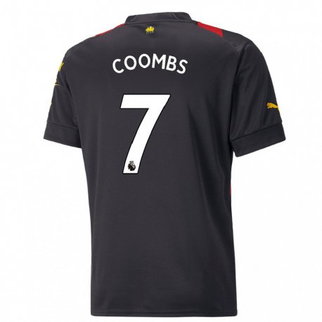 Kandiny Herren Laura Coombs #7 Schwarz Rot Auswärtstrikot Trikot 2022/23 T-shirt