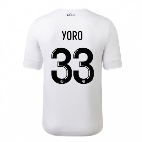 Kandiny Herren Leny Yoro #33 Weiß Purpur Auswärtstrikot Trikot 2022/23 T-Shirt