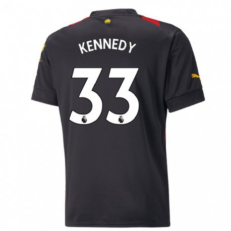 Kandiny Herren Alanna Kennedy #33 Schwarz Rot Auswärtstrikot Trikot 2022/23 T-shirt