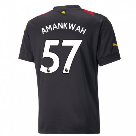 Kandiny Herren Yeboah Amankwah #57 Schwarz Rot Auswärtstrikot Trikot 2022/23 T-shirt