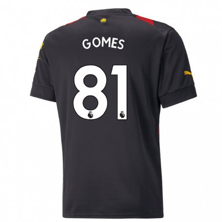Kandiny Herren Claudio Gomes #81 Schwarz Rot Auswärtstrikot Trikot 2022/23 T-shirt
