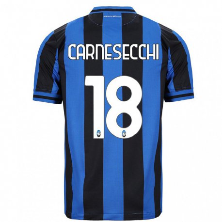 Kandiny Damen Marco Carnesecchi #18 Blau Schwarz Heimtrikot Trikot 2022/23 T-shirt