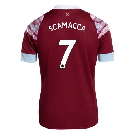 Kandiny Damen Gianluca Scamacca #7 Rotwein Heimtrikot Trikot 2022/23 T-shirt