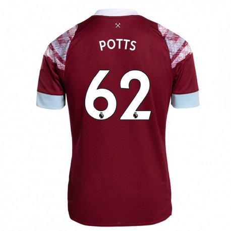 Kandiny Damen Freddie Potts #62 Rotwein Heimtrikot Trikot 2022/23 T-shirt