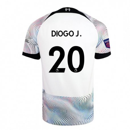 Kandiny Damen Diogo Jota #20 Weiß Bunt Auswärtstrikot Trikot 2022/23 T-Shirt