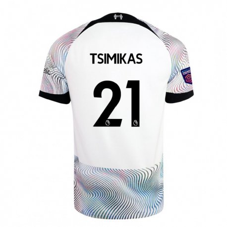 Kandiny Damen Konstantinos Tsimikas #21 Weiß Bunt Auswärtstrikot Trikot 2022/23 T-shirt