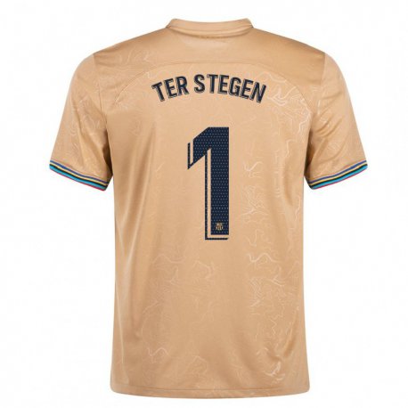 Kandiny Damen Marc-andre Ter Stegen #1 Gold Auswärtstrikot Trikot 2022/23 T-shirt