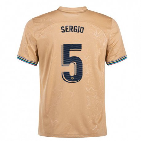 Kandiny Damen Sergio Busquets #5 Gold Auswärtstrikot Trikot 2022/23 T-shirt